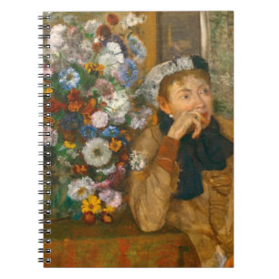 Degas Een Vrouw Zittend Naast een Vaas van Bloemen Notitieboek