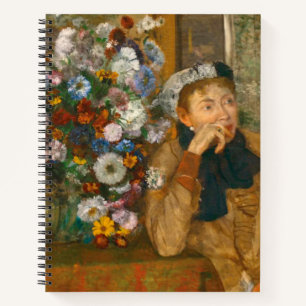 Degas Een Vrouw Zittend Naast een Vaas van Bloemen Notitieboek
