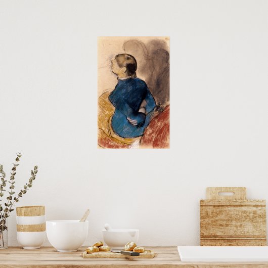 Degas - Jonge vrouw in blauw Poster (Keuken)
