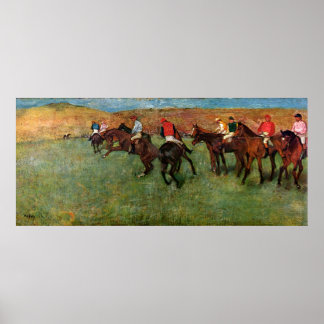 Degas, paardenras voor aanvang poster