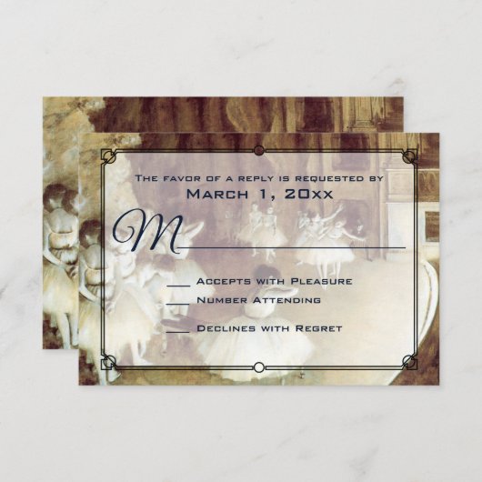 Degas' repetitie op het podium bruiloft RSVP (Voorkant / Achterkant)