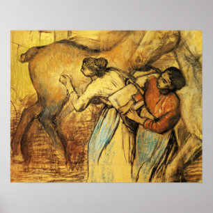 Degas - twee jurken en een paard van 1902 poster