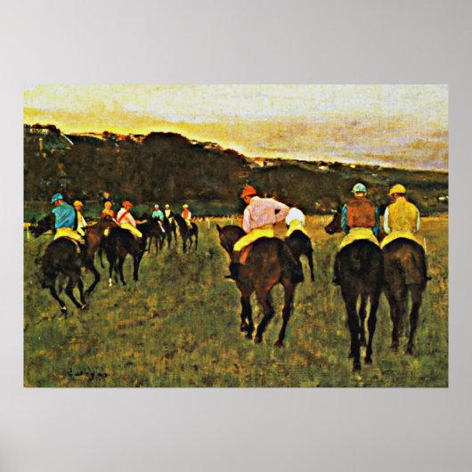 Degas - Wedrennen in Longchamp Poster (Voorkant)