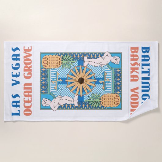 Degen Beach Towel - Blue Kaart Strandlaken (Voorkant)
