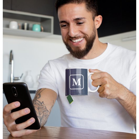 Dégradé Bleu Violet - Mug Café Monogramme