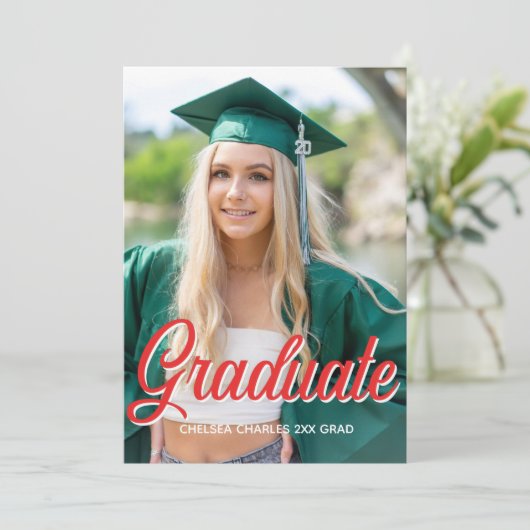 dégradé de script photo rouge Invitation (Debout devant)