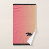 Dégradé jaune rose pastel floral noir (Serviette à main)