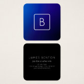 Dégradé Ombré Bleu Foncé Simple Moderne & Monogram (Devant & derrière)