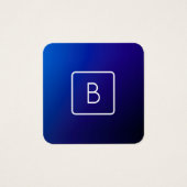 Dégradé Ombré Bleu Foncé Simple Moderne & Monogram (Devant)