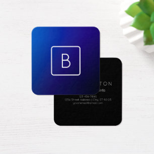 Dégradé Ombré Bleu Foncé Simple Moderne & Monogram