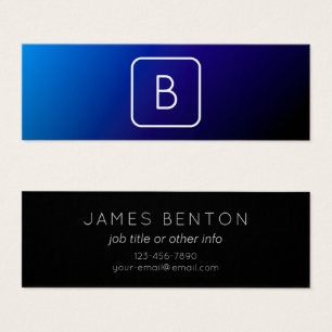Dégradé Ombré Bleu Foncé Simple Moderne & Monogram