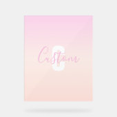 Dégradé ombré rose clair et pêche Nom et monogramm (Recto)