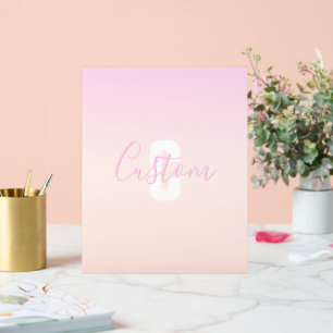 Dégradé ombré rose clair et pêche Nom et monogramm