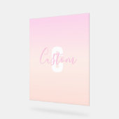 Dégradé ombré rose clair et pêche Nom et monogramm (Angle)