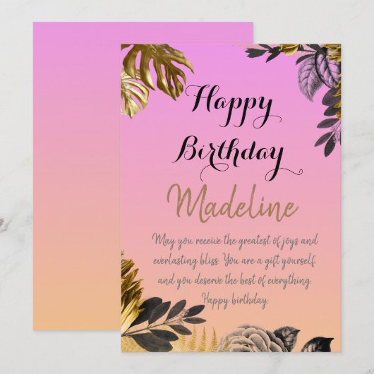 dégradé rose de la carte d'anniversaire de style v (Devant / Derrière)