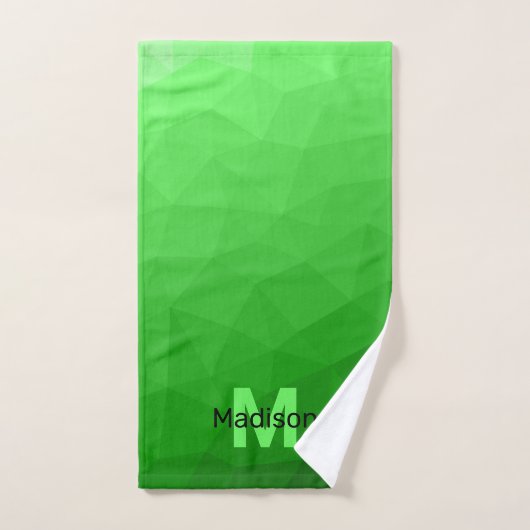 Dégradé vert clair géométrie motif maille Monogram (Serviette à main)
