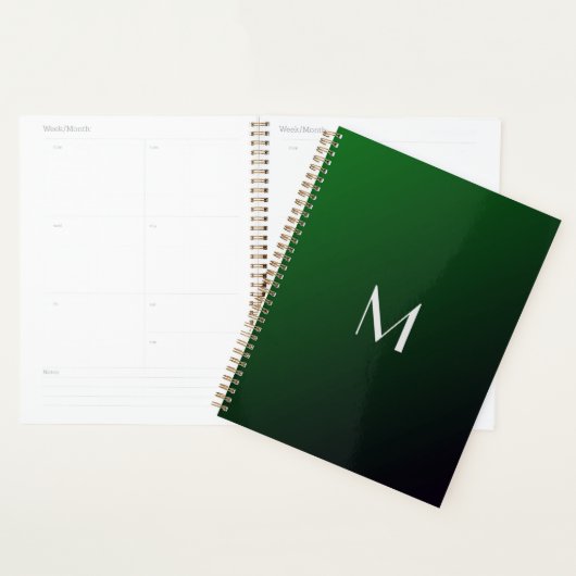 Dégradé vert émeraude - monogramme audacieux (Devant avec enveloppe)