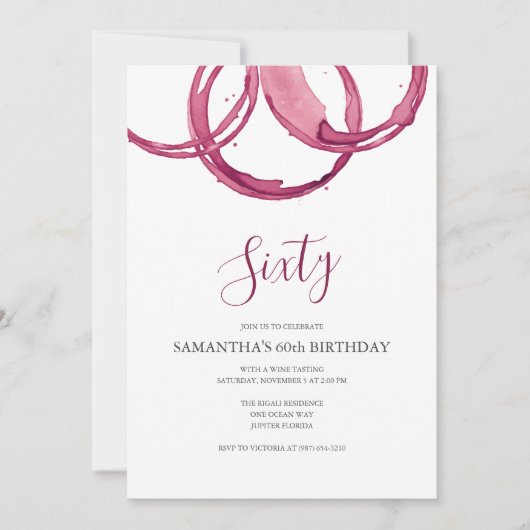 Dégustation de vin 60E ANNIVERSAIRE Invitation (Devant)