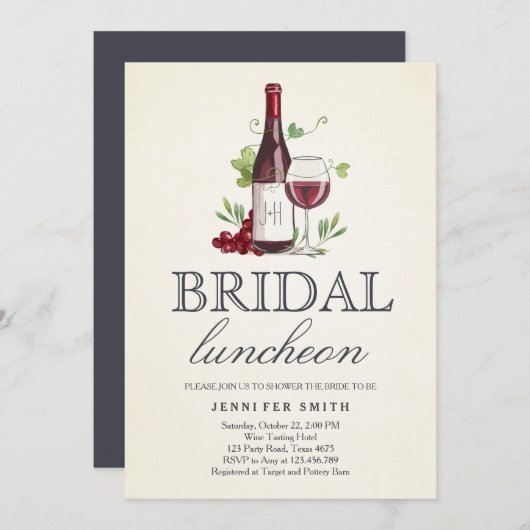 Dégustation de vin Bridal Luncheon invitation Rust (Devant / Derrière)