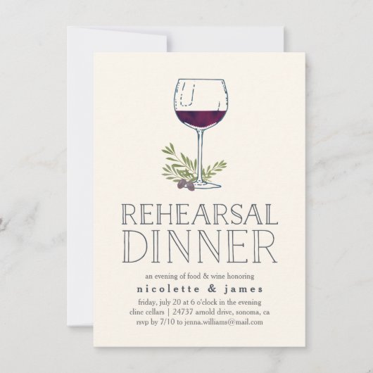 Dégustation de vin Dîner Invitation (Devant)