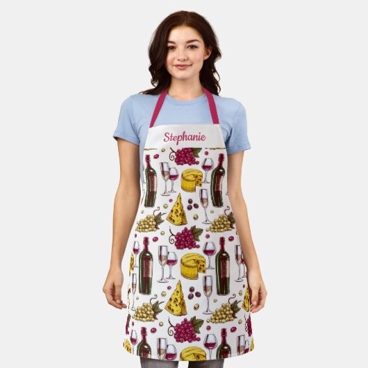 Dégustation de vin et de fromage Imprimer, tablier (Porté)