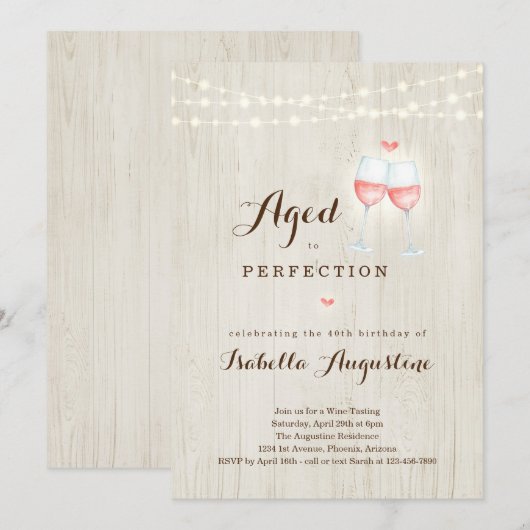 Dégustation de vin Invitation de fête d'anniversai (Devant / Derrière)