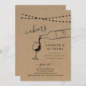 Dégustation de vin Invitation de fête d'anniversai (Devant / Derrière)