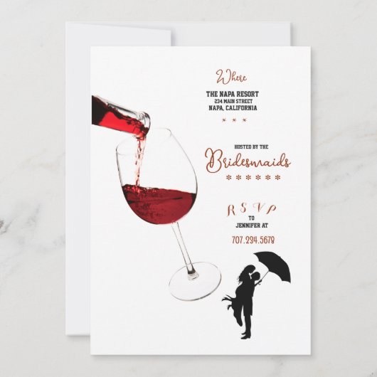 Dégustation de vin Invitations de douche nuptiale (Dos)