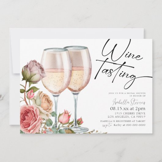 Dégustation De Vins Invitation De Douche Nuptiale (Devant)