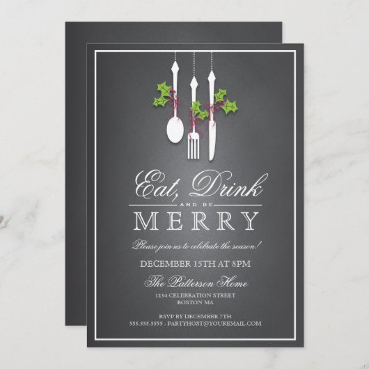 Dégustez un verre et soyez joyeux Noël Invitation (Devant / Derrière)