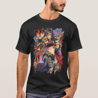 Dehya Genshin Impact Kleimor Pyro Krijger Vaporwa T-shirt