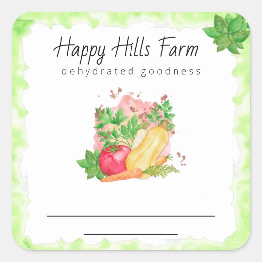 *~* *~Dehydrated Veggie Vegetables AP30 Square Sti Vierkante Sticker (Voorkant)