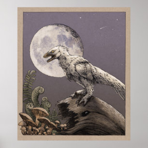 Deinonychus en de maan poster