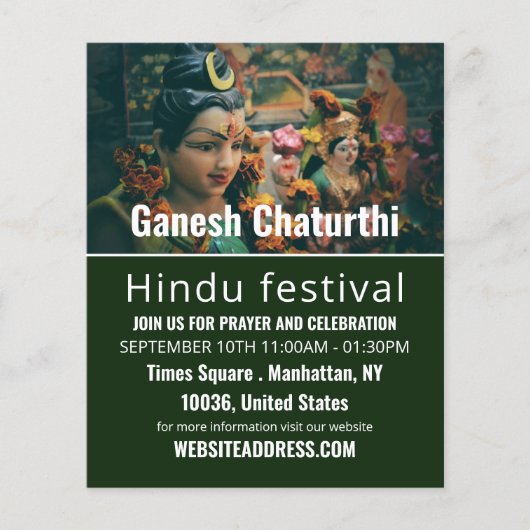 Deity God Statue, Hindu Event Adverteren Flyer (Voorkant)