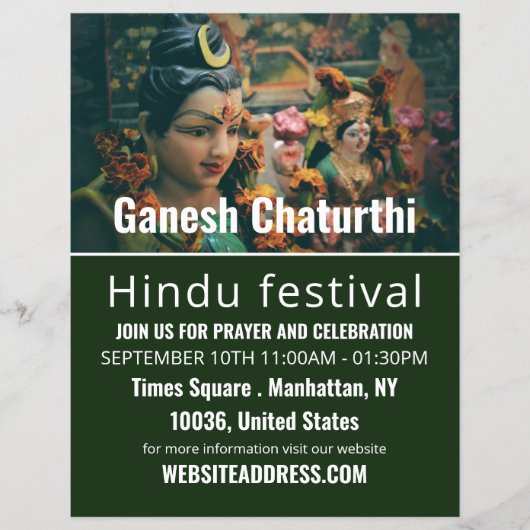 Deity God Statue, Hindu Event Adverteren Flyer (Voorkant)