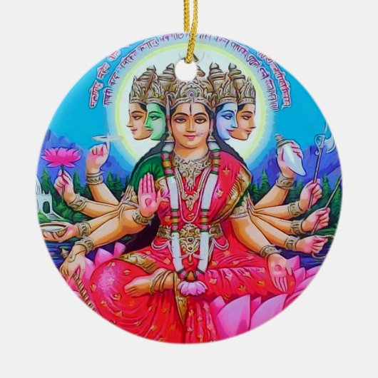 Deity van Gayatri Devi van de godin Keramisch Ornament (Voorkant)