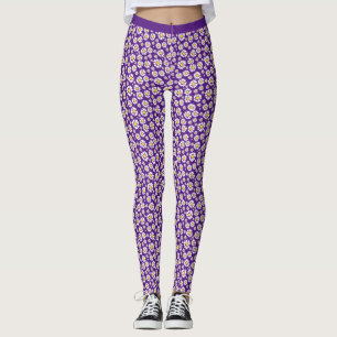 Deizoensbloem op Paarse achtergrond van Trendy Leggings