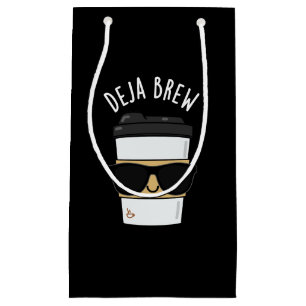 Deja Brew Funny Coffee Pun Dark BG Klein Cadeauzakje