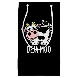 Deja Moo Funny Koe Pun Dark BG Klein Cadeauzakje