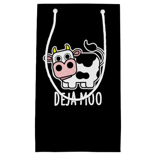 Deja Moo Funny Koe Pun Dark BG Klein Cadeauzakje (Voorkant)