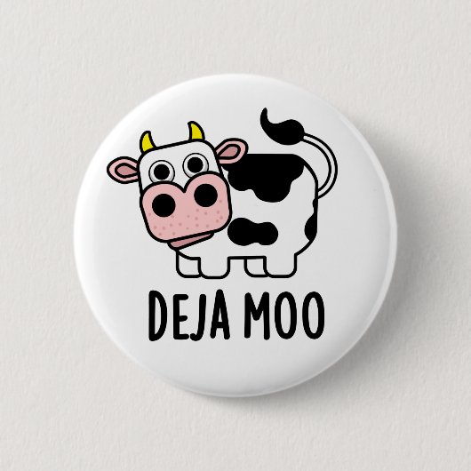 Deja Moo Funny Koe Pun Ronde Button 5,7 Cm (Voorkant)