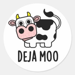 Deja Moo Funny Koe Pun Ronde Sticker
