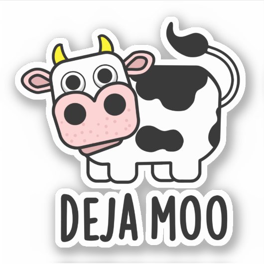 Deja Moo Funny Koe Pun Sticker (Voorkant)