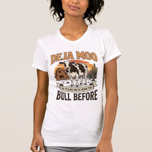 Deja Moo Grappige Koe Western Vintage Shirt Ontwer (Voorkant)