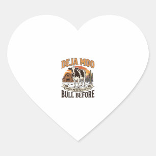 Deja Moo Grappige Koe Western Vintage Shirt Ontwer Hart Sticker