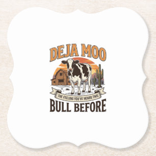 Deja Moo Grappige Koe Western Vintage Shirt Ontwer Kartonnen Onderzetters