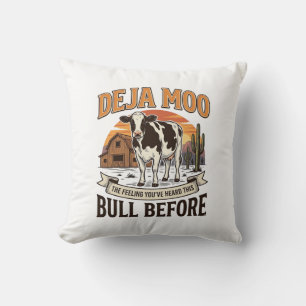 Deja Moo Grappige Koe Western Vintage Shirt Ontwer Kussen