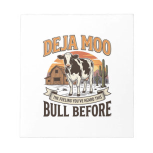 Deja Moo Grappige Koe Western Vintage Shirt Ontwer Notitieblok