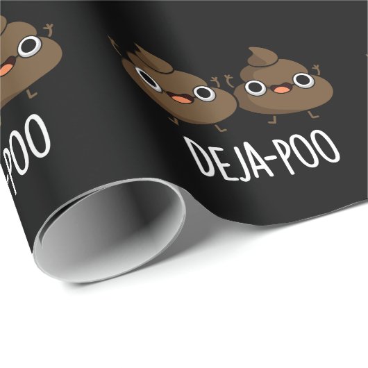 Deja Poo Funny Double Poop Pun Dark BG Cadeaupapier (Rol Hoek)