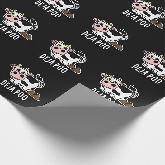 Deja Poo Funny Koe Poop Pun Dark BG Cadeaupapier (Hoek)